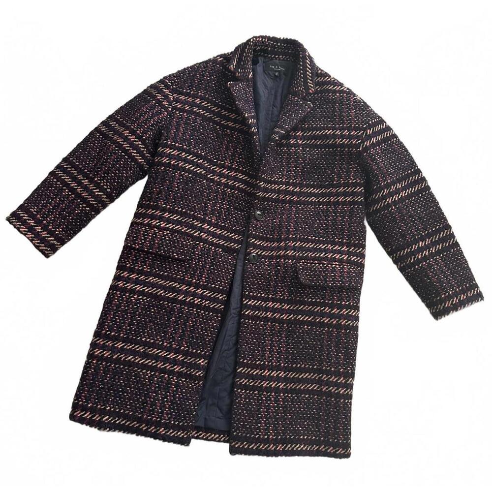 Rag & Bone Estelle Cocoon Coat – Purple Plaid Wool Blend - S - Picture 4 of 9